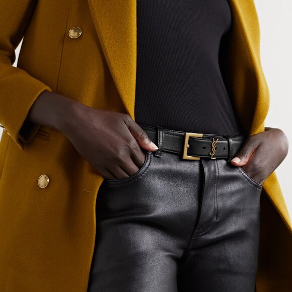 Monogram Black Leather Belt - Picture 1 of 6